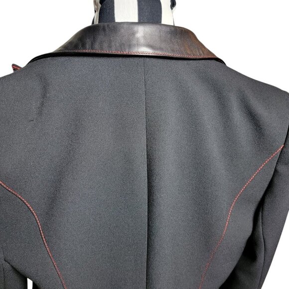 Stunning Alberto Makali Fitted Blazer - Black with Red Stitching & Leather - Picture 7 of 11